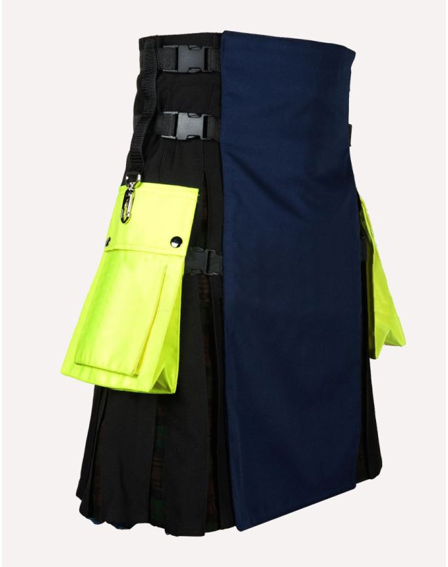 Black and Navy Blue Canvas Hybrid Utility Kilt