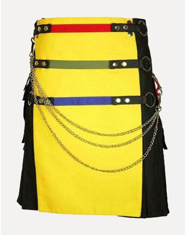 black and yellow fashion hybrid kilt