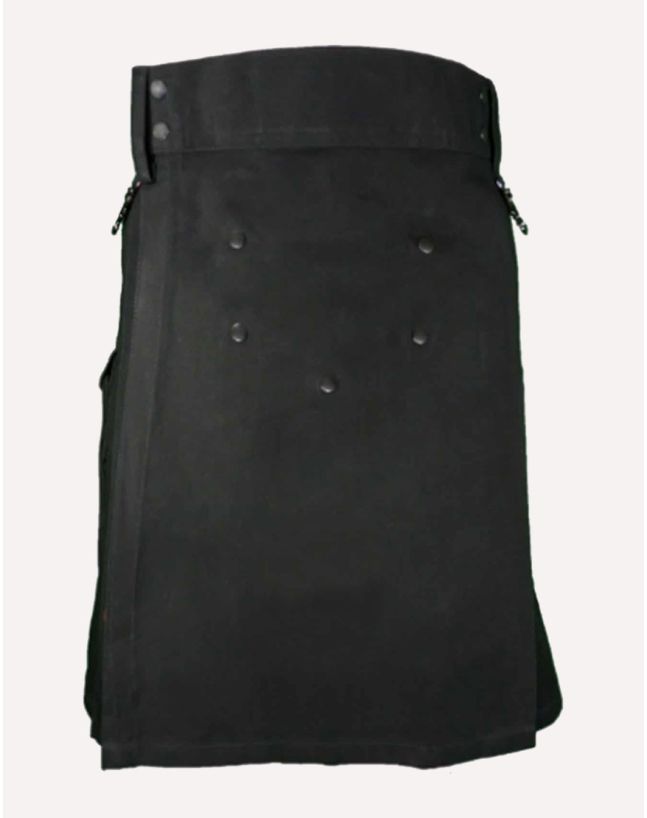Black Long Womens Utility Kilt