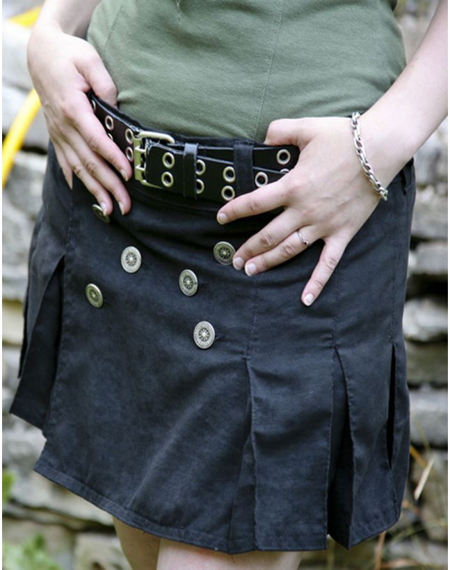 Womens Black Mini Utility Kilt