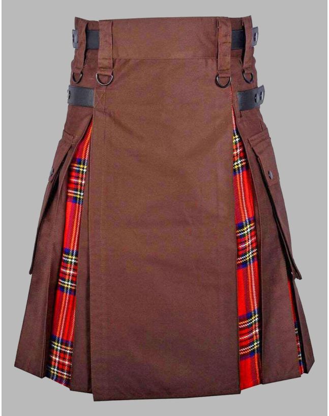 Brown Royal Stewart Tartan Hybrid Kilt