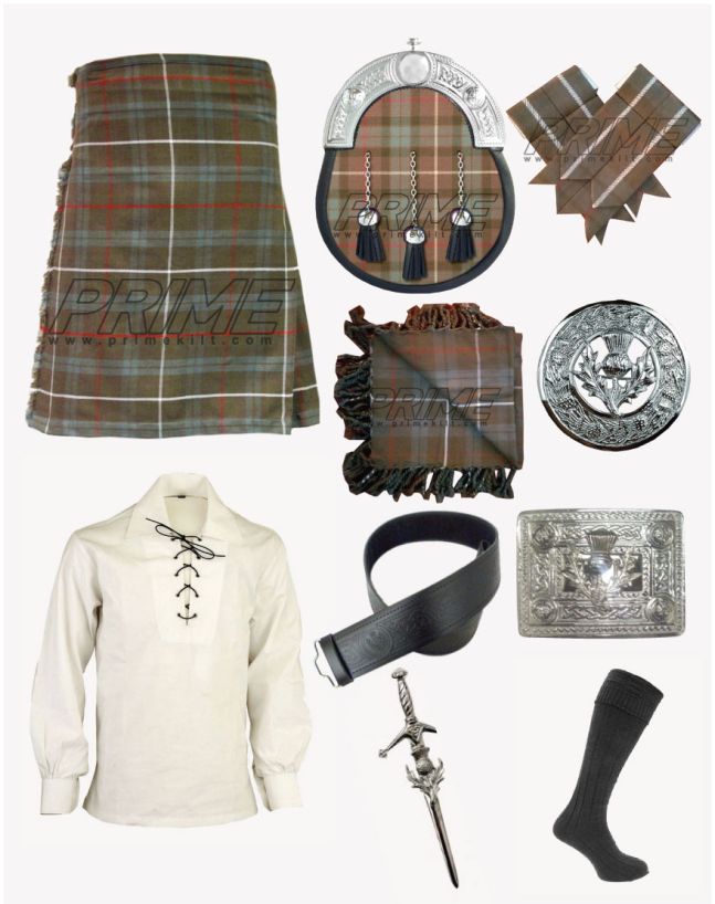 Jamie Fraser Weathered Outlander Tartan Kilt Set