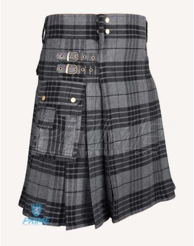Gray Tartan Utility Kilt