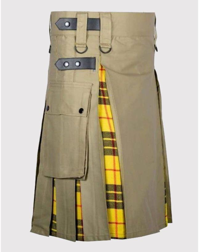 Khaki MacLeod of Lewis Tartan Hybrid Utility Kilt