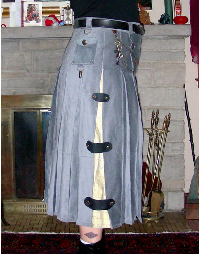 Women Long Grey Utility Kilt