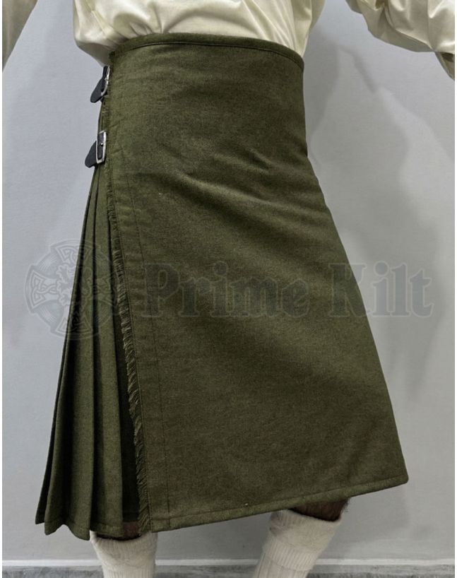 olive green wool kilt