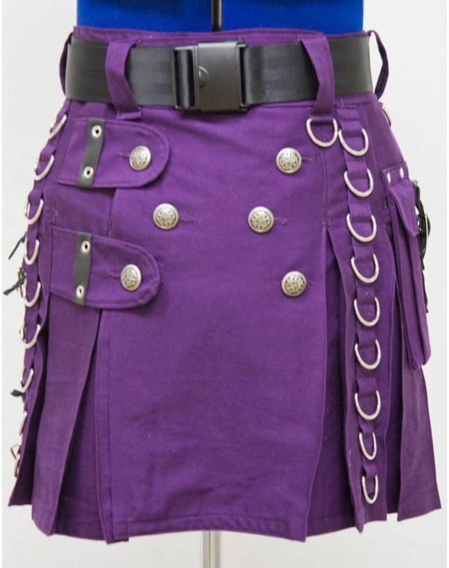 Women Purple Fashion Utility Kilt