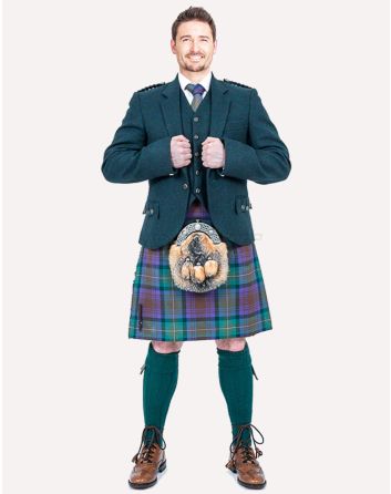 Dark Green Jacket Argyll Kilt Outfit