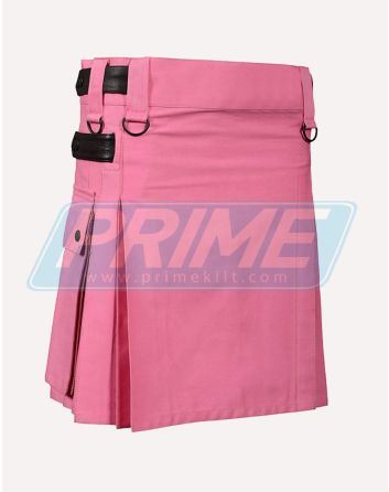 Leather Straps Pink Utility Kilt
