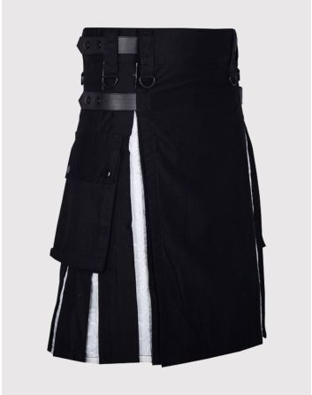 Modern Black Cotton Hybrid Utility Kilt