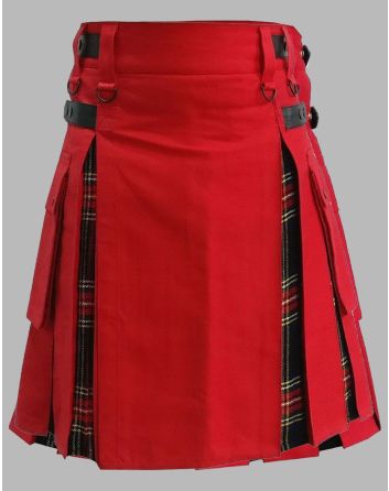 Red Hybrid Tartan Kilt