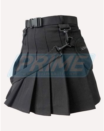 Stylish Black Women Utility Kilt