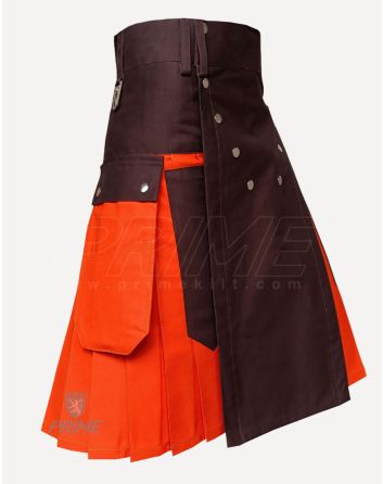 Two Toned Hybrid Utility Orange Kilt for Men